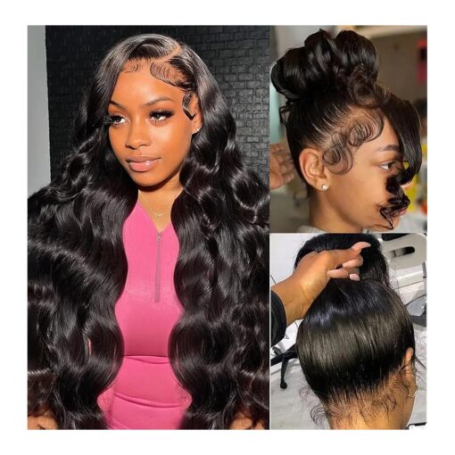 26 Inch Lace Front Wigs Human Hair Pre Plucked Full Lace 360 Frontal Wigs Human Hair Hd Transparent Lace Body Wave Wig for Women With Baby Hair Around Natural Color