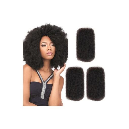 Style Icon 3 Bundles Afro Kinkys Bulk Human Hair ( 14" /14" /14", Natural Black ) - Afro Twist Braiding Hair - Curly Hair Extensions Human Hair - Afro Bulk Braiding Hair for Dreadlocks - Loc Braiding Hair