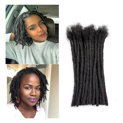 6 inch 10 Strands 100 % Real Human Hair Dreadlock Extensions for Man/Women Full Head Handmade 0.6 cm Thickness Natural Black Color Can Be Dyed and Bleached ( 6 Inch, 10 Strands )