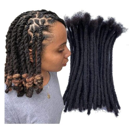 YONNA Human Hair Microlocks Sisterlocks Dreadlocks Extensions 60Locs Full Handmade ( Width 0.4cm ) 8inch Natual Black # 1B