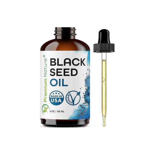 Black Seed Oil for Hair - Black Seed Oil Liquid from Nigella Seeds Cold Pressed Virgin Unrefined Pure Nigella Sativa Oil Kalonji Oil, Black Cumin Seed Oil for Skin and Hair Oil 4 oz