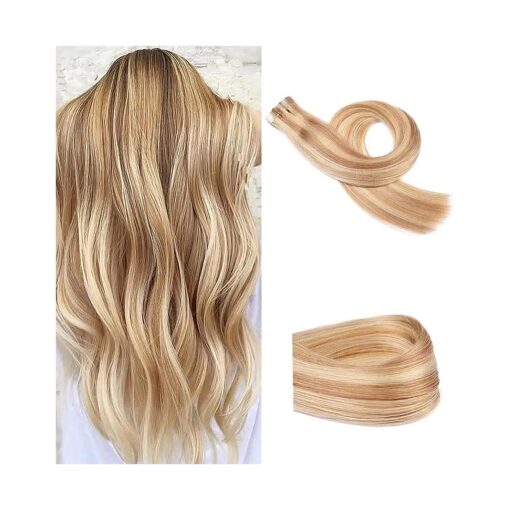 Tape in Extensions Human Hair Extensions Blonde Natural Invisible Real Hair Extensions Silky Straight Highlight 18Inch 40g 20PCS Brazilian Human Hair Extensions