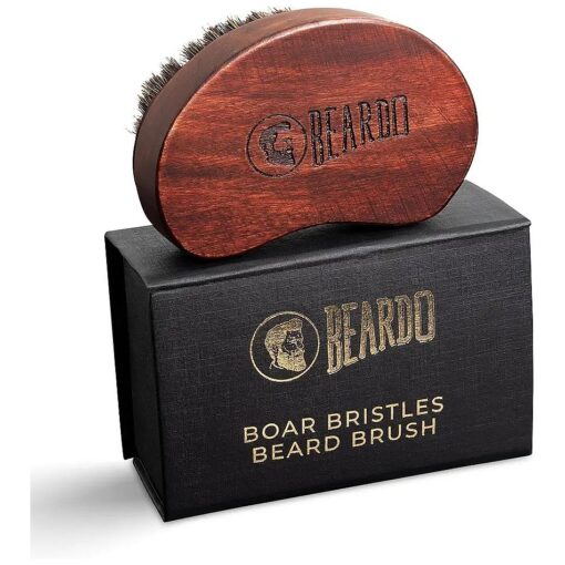 Beardo Boar Bristle Beard Brush For Men | Travel Friendly Pack with Cover | Made from Natural Boar Bristles and Sheesham Wood to shape the beard and simulate hair follicles to boost growth