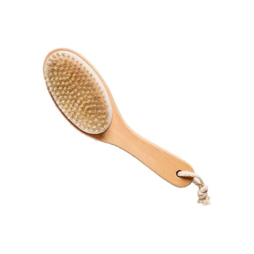 100 % Natural Boar Bristle Body Brush with Contoured Wooden Handle by TOUCH ME