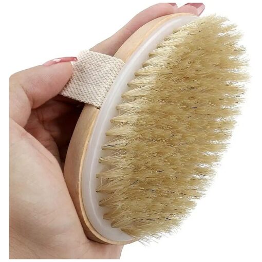 Dry Brushing Body Brush, Body Skin Exfoliator Scrubber, for Skin Dry Brushing Massage, Lymphatic Drainage & Blood Circulation Improvement, Medium Strength ( Boar Bristle and Wooden Handle )