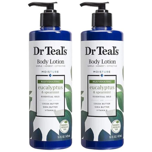 Dr Teal 's Body Lotion Moisture Rejuvenating Eucalyptus & Spearmint, 16 fl oz Pack of 2