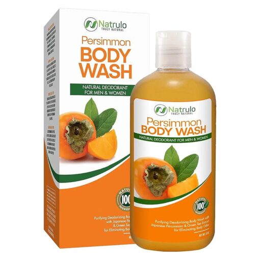 Persimmon Body Wash for Body Odor Control - Purifying Deodorizing Soap for Eliminating Nonenal Body Odor - Underarms, Intimate Inner Thigh, Bikini Area, Smelly Feet - Natural Deodorant Soap