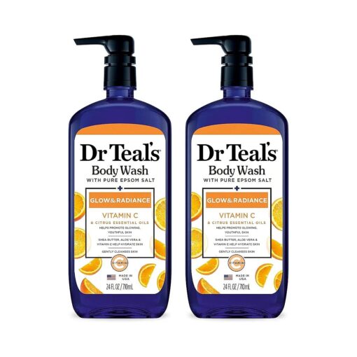 Dr Teal 's Body Wash with Pure Epsom Salt, Glow & Radiance with Vitamin C & Citrus Essential Oils, 24oz ( Pack of 2 ) ( Packaging May Vary )