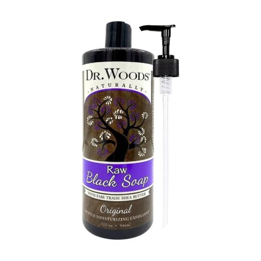 Dr. Woods Raw Black Liquid Body Wash with Organic Shea Butter and Pump, 32 Ounce