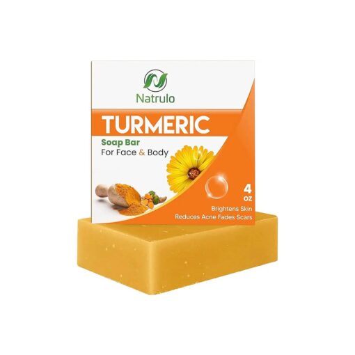 Turmeric Soap Bar for Face & Body - Natural Turmeric Skin Soap Wash for Dark Spots, Intimate Areas, Underarms - Turmeric Brightening Face Soap Cleanses Skin, Great for Acne, Scars