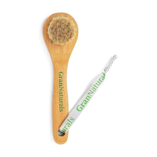 GranNaturals Manual Facial Brush Dry Brushing Scrubber - Natural Bristles for Exfoliation - Promotes Lymphatic Drainage, Deep Cleansing, Gentle Pore Cleaning for Glowing, Soft Skin - Wooden Handle