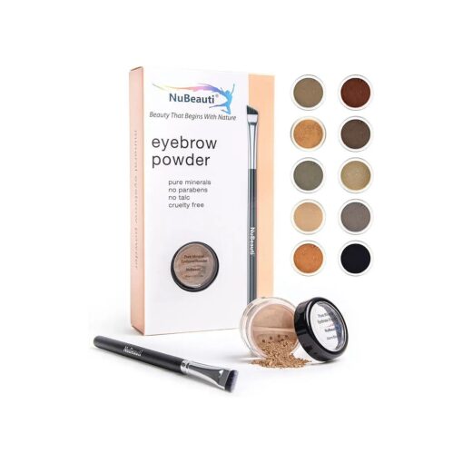 Mineral Eyebrow Powder by NuBeauti - Natural Brow Makeup Kit with Angled Contour Brush for Precision Sculpting to Color Eyebrows Precisely for Beautiful Perfect Brows ( Warm Blonde )