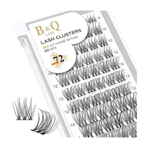 Lash Clusters B49 Mixed Tray B & Q LASH 72 Clusters Natural Individual Lashes C D Curl Wispy Eyelash Extensions DIY at Home DIY Eyelash Extensions ( B49, D-8-16MIX )