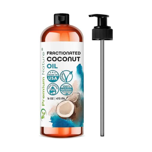 Fractionated Coconut Oil for Skin Moisturizer with Pump Massage Oil Best Carrier Oil for Essential Oils Mixing Body Oil for Dry Skin Moisturizer Natural Oil for Face Oil for Hair Body 16oz