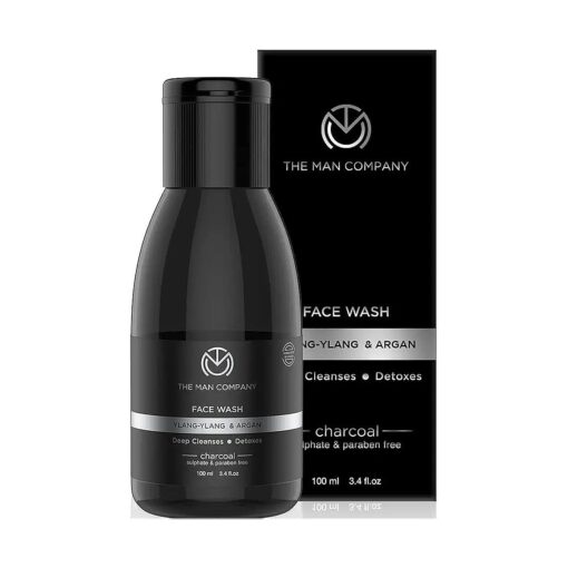 The Man Company Charcoal Anti Acne Face Wash ( 3.4 oz ) with Argan Oil & Ylang Ylang - Acne Treatment, Helps Prevent Breakouts, Oil Absorption and Control for Acne Prone, Oily Skin, 3.4 Fl Oz