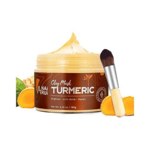 ANAI RUI Turmeric Clay Mask, Vitamin C Facial Mask with Turmeric & Kolin Clay, Cleasning Mask for Acne, Pores, Radiant & Smooth Skin, 6.35 oz