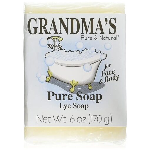 Grandma 's Pure Lye Soap Bar - 6.0 oz Unscented Face & Body Wash Cleans with No Detergens, Dyes & Fragrances - 60018 ( 4 Pack )