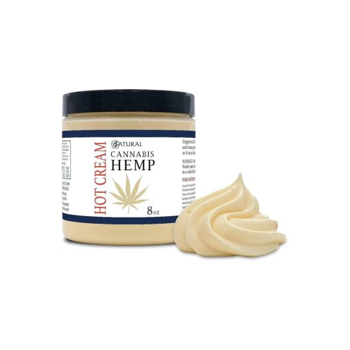 Zatural Hemp Hot Cream Massage Joints and Muscles and Body Wraps Essential Oil Blend, Aloe, Hemp, and More ( 8oz jar )