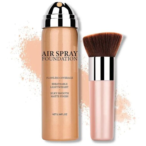 Flawless AirBrush Foundation High Coverage Foundation Smooth Creamy Matte Spray Foundation Makeup Kit For Mature Skin With Natural Nude Finish # Nude