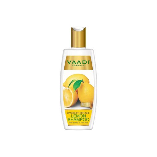 Vaadi Herbals Lemon with Tea Tree Extract Shampoo Dandruff Defense ALL Natural Paraben Sulfate Free Scalp Therapy Moisture Therapy Suitable for All Hair Types - 11.8 Oz