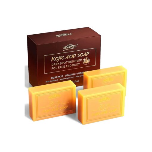 POP MODERN.C Kojic Acid Soap Turmeric Soap 3PCS Dark Spot Remover for Face and Body Bath Soap Moisturizing Even out Tone Skin Vitamins C Soap for Acne Blackheads Remover 3x100g Christmas gift