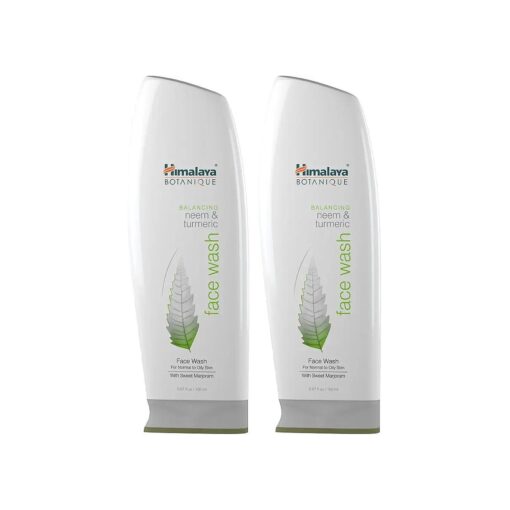 Himalaya Botanique Balancing Neem & Turmeric Face Wash, Deep Cleaning Pore Cleanser for Oily and Acne Prone Skin, 5.07 oz, 2 Pack