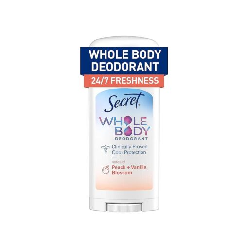 Secret Whole Body Deodorant Stick for Women, Peach & Vanilla Scent, Aluminum Free Deodorant Stick, 72 HR Odor Protection, 2.4 oz