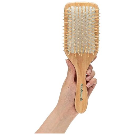 Wooden Bristle Paddle Hair Brush | Length 10.25" Width 3.5" | Large Flat Natural Eco Friendly Wood Handle Hairbrush for Men & Women with Thick, Curly, Wavy Long Hair