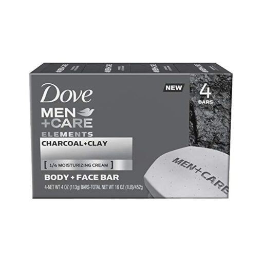 Dove Men+Care Elements Body and Face Bar Charcoal + Clay 4 oz, 4 Bar