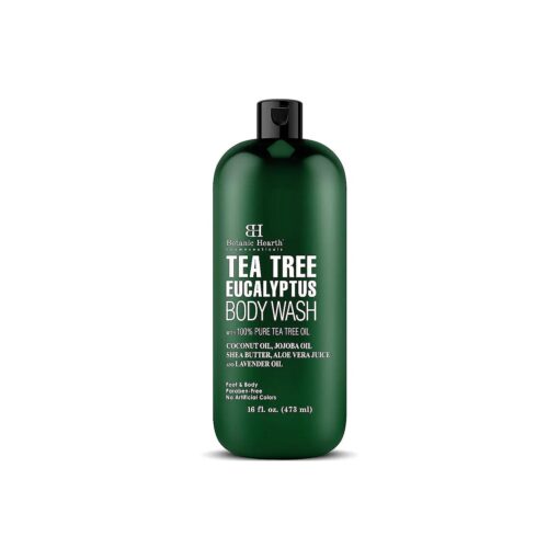 Eucalyptus Tea Tree Body Wash, Helps with Nails, Athletes Foot, Ringworms, Jock Itch, Acne, Eczema & Body Odor, Soothes Itching & Promotes Healthy Skin and Feet, 16 fl oz