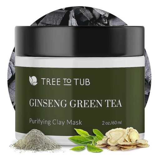 Tree to Tub Bentonite Clay Facial Mud Mask for Dry, Oily, Sensitive Skin : Exfoliating & Pore Cleansing Activated Charcoal Mask for Women & Men, Moisturizing w/Vitamin C, Green Tea, and Pumpkin