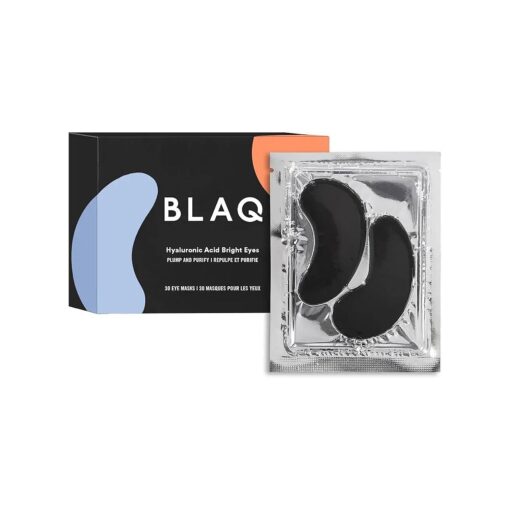 BLAQ Eye Mask, Eye Masks for Dark Circles and Puffiness, Under Eye Mask with Red Algae and Activated Charcoal, Vegan and Cruelty-Free Under Eye Masks, 30-Pack, Hyaluronic Acid Bright Eyes