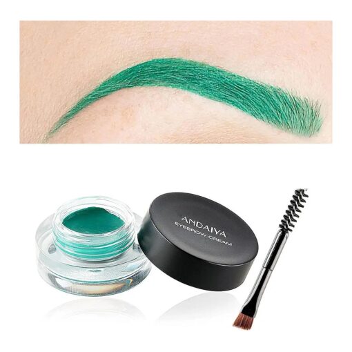 MAEPEOR 12 Colors Eyebrow Pomade Full-pigmented Long Lasting Waterproof Eyebrow Cream Gel Filling & Shaping Tinted Eyebrows Enhancers with Brush for Daily or Cosplay ( 10 Green )