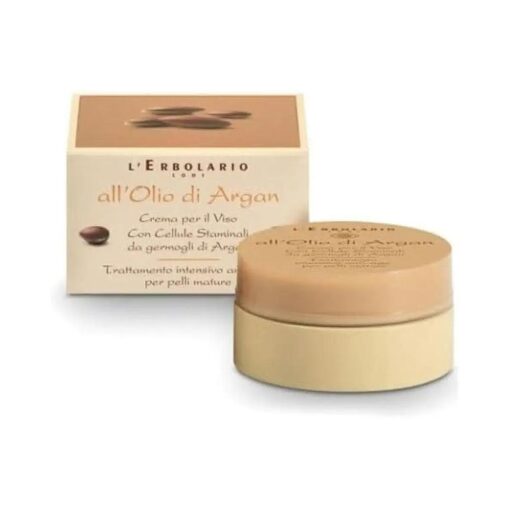 L'Erbolario Argan Oil Face Cream With Stem Cells From Argan Sprouts - Intensive Treatment For Mature Skin - Protects Skin 's Firmness - Long Lasting, Youthful Look - Enhances Tissue Elasticity - 1.6 Oz