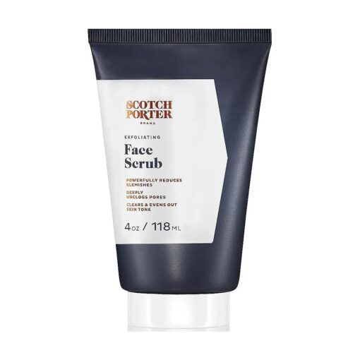 Scotch Porter Exfoliating Face Scrub for Men | Facial Cleanser Unclogs Pores & Evens Out Skin Tone | Formulated with Non-Toxic Ingredients, Free of Parabens, Sulfates & Silicones | Vegan | 4oz Bottle