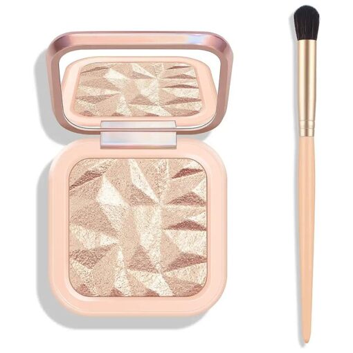 KYDA Face Highlighter Palette, High Glossy Face Illuminator Palette, Narutal Glow Finish, Pearl Shimmer Smooth Baked Powder, Lasting Sparkling Highlighter Makeup-SUN GLOW