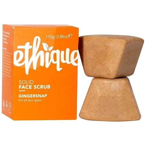 Ethique Gingersnap - Gentle Natural Solid Face Scrub - Exfoliating Face Cleanser for All Skin Types -Vegan, Eco-Friendly- Zero-Waste, Plastic-Free, Cruelty-Free, 3.53 oz ( Pack of 1 : 4 bars )