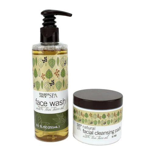 Trader Joe 's Spa Set : Face Wash and Facial Cleansing Pads with Tea Tree Oil