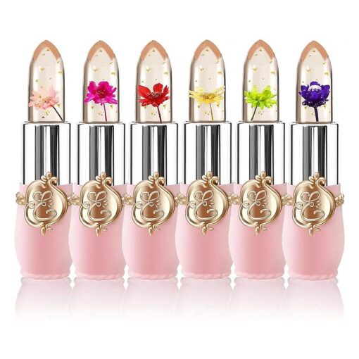 6 Pcs/Set Flower Jelly Lipstick Set Temperature Change Moisturizer Long Lasting Nutritious Balm Magic Color Change Lip Gloss