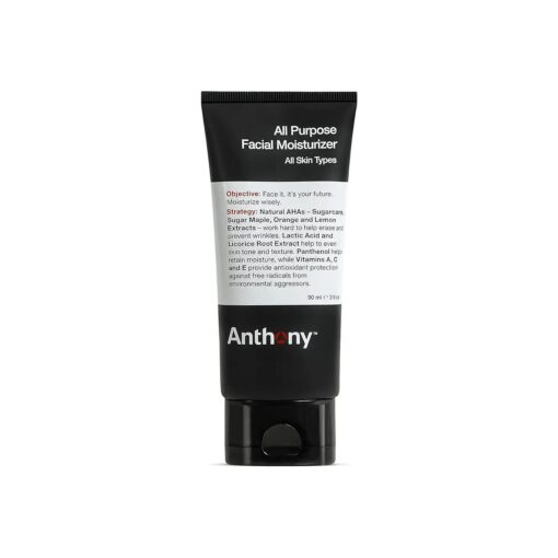 Anthony All-Purpose Facial Moisturizer - Men 's Hydrating Lotion for Dry Skin - Lightweight, Non-Comedogenic, Anti-Aging Formula - 3 Fl Oz