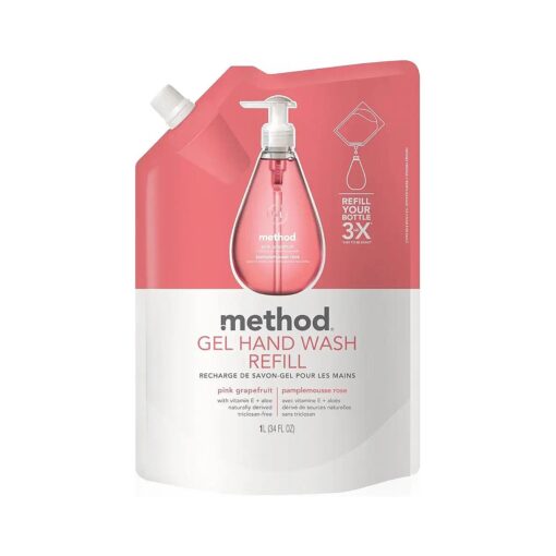 Method Gel Hand Soap Refill, Pink Grapefruit, Biodegradable Formula, 34 Fl Oz ( Pack of 1 )