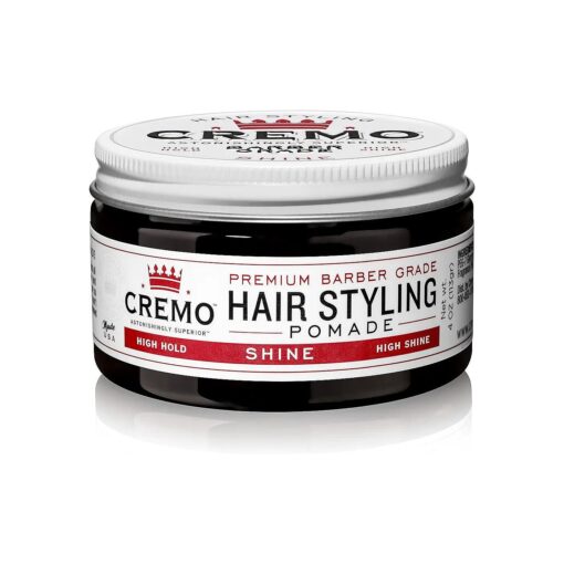 Cremo Premium Barber Grade Hair Styling Shine Pomade, High Hold & Shine, 4 Oz