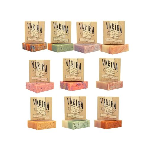 Varina Natural Fruity Variety Bar Soap - Gentle Cleansing for Sensitive Skin, Fruity - 10 Pack - Experience Healthy and Glowing Skin