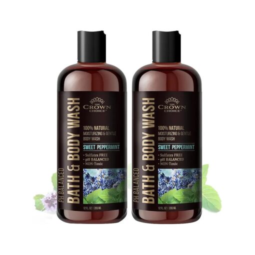 All Natural Body Wash for Women & Men with Sensitive Skin - Best pH Balance Shower Gel Liquid for All Skin - Moisturizing Sulfate Free Body Soap Gel Liquid - Chemical Free Cleanser - 2PK