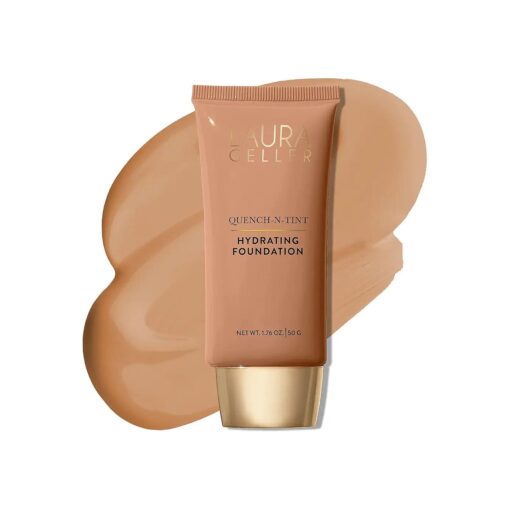 LAURA GELLER NEW YORK Quench-n-Tint Hydrating Foundation - Medium/Deep - Sheer to Light Buildable Coverage - Natural Glow Finish - Lightweight Formula with Hyaluronic Acid