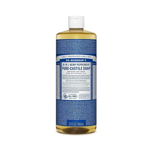 Dr. Bronner 's - Pure-Castile Liquid Soap ( Peppermint, 32 ounce ) - Made with Organic Oils, 18-in-1 Uses : Face, Body, Hair, Laundry, Pets and Dishes, Concentrated, Vegan, Non-GMO