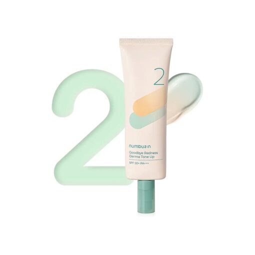 numbuzin No.2 Goodbye Redness Derma Tone Up | Color Corrector, Green to Beige, Derma Ingredients, Tea Tree Leaf | 1.69 fl oz