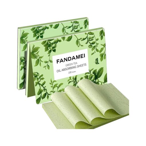 FANDAMEI Oil Blotting Sheets For Face, Oil Blotting Papers For Face, Blotting Paper for Oily Skin, Oil Control Film, Oil Absorbing Sheets For Face, Oil Absorbing Tissues, 200 Counts, Green Tea