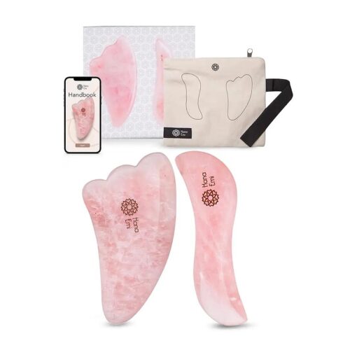 Gua Sha Facial Tools - Rose Quartz Gua Sha Stone for Full Body Massage, Physical Therapy and Skincare - Natural Gua Sha Massage Tool with Protective Case, E-Book and Authentic Certificate