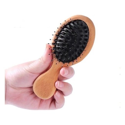 Hair Brush Mini Boar Bristle Hairbrush for Thick Curly Thin Long Short Wet or Dry Hair Detangle Massage Add Shine, Pocket Travel Small Paddle Hair Brush for Men Women Gilrs Boys